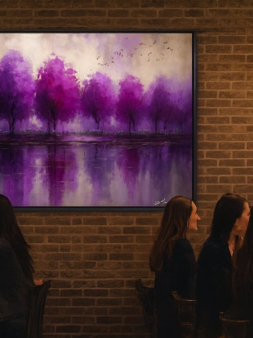 Purple & Magenta Tree Landscape Art Print – Serene Nature Wall Decor - Picture 4 of 5